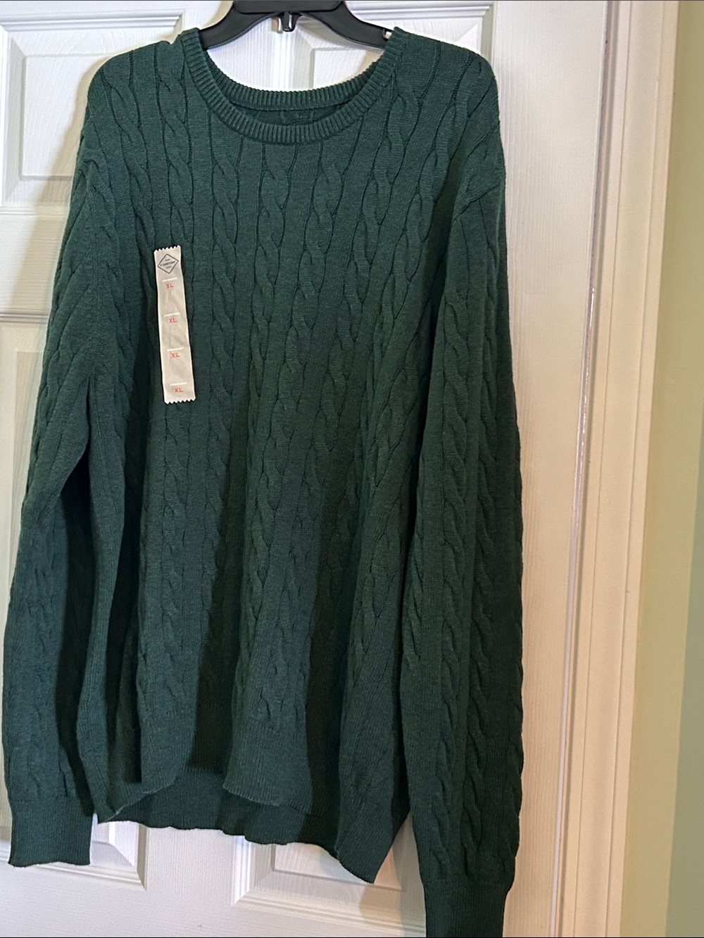 St. John's Bay Dark Green Cable Knit Crewneck Sweater